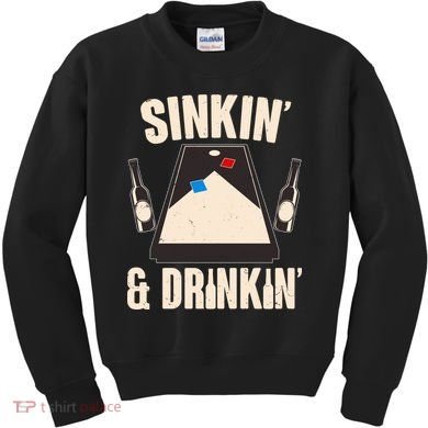 Funny Sinkin And Drinkin Cornhole Game Kids Sweatshirt