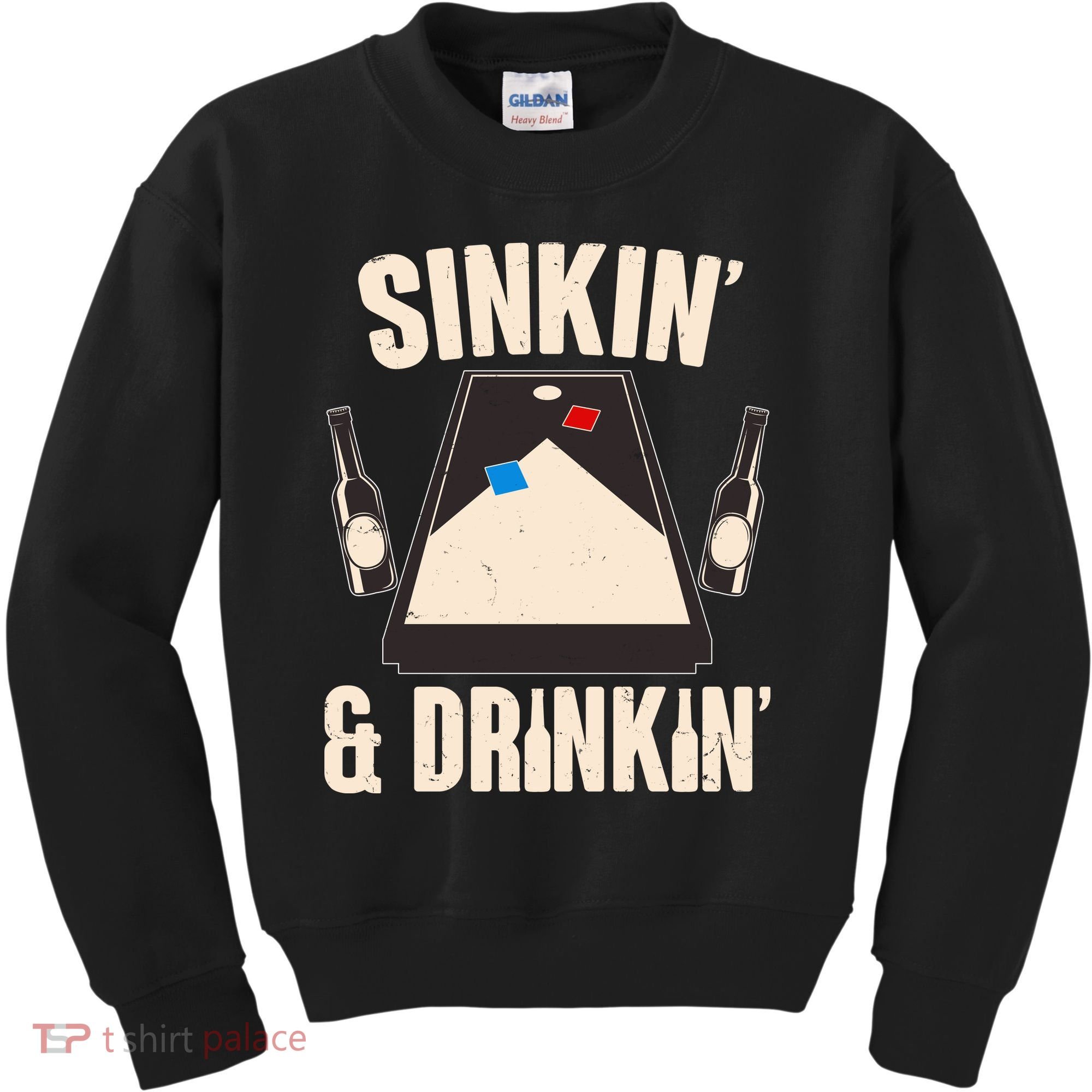 Funny Sinkin And Drinkin Cornhole Game Kids Sweatshirt