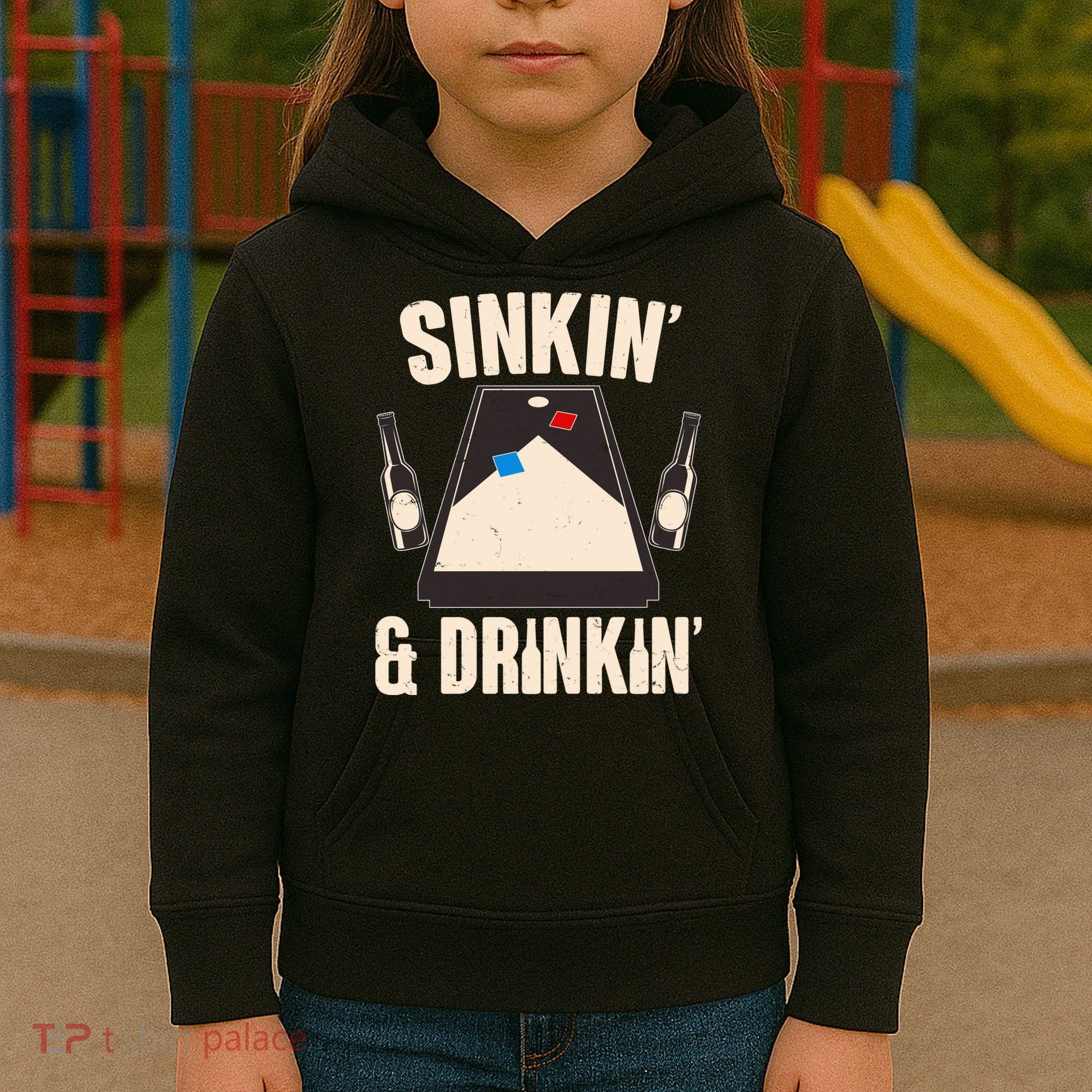 Funny Sinkin And Drinkin Cornhole Game Kids Hoodie