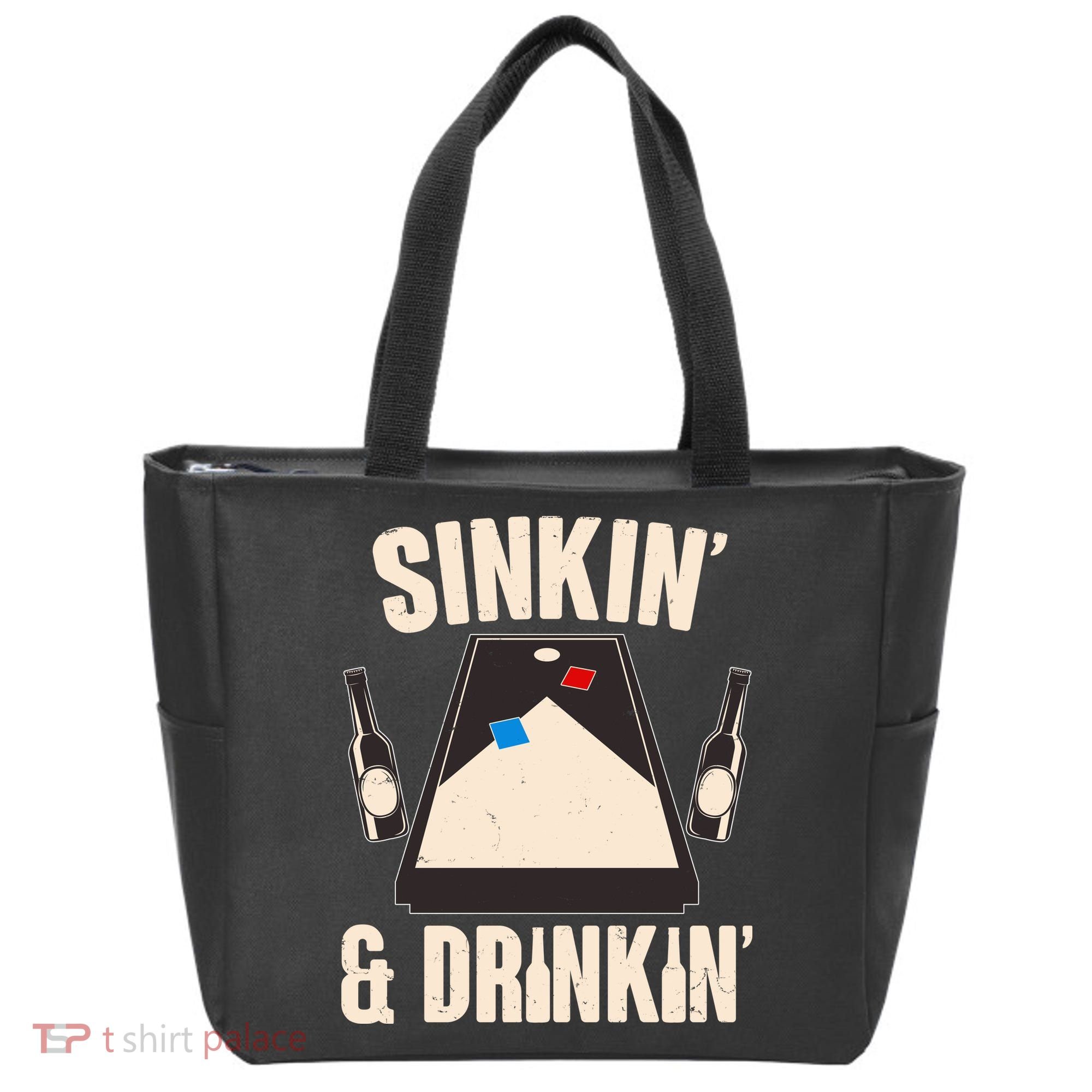 Funny Sinkin And Drinkin Cornhole Game Tote Bag
