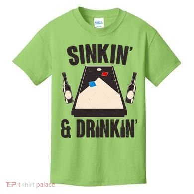Funny Sinkin And Drinkin Cornhole Game Kids T-Shirt