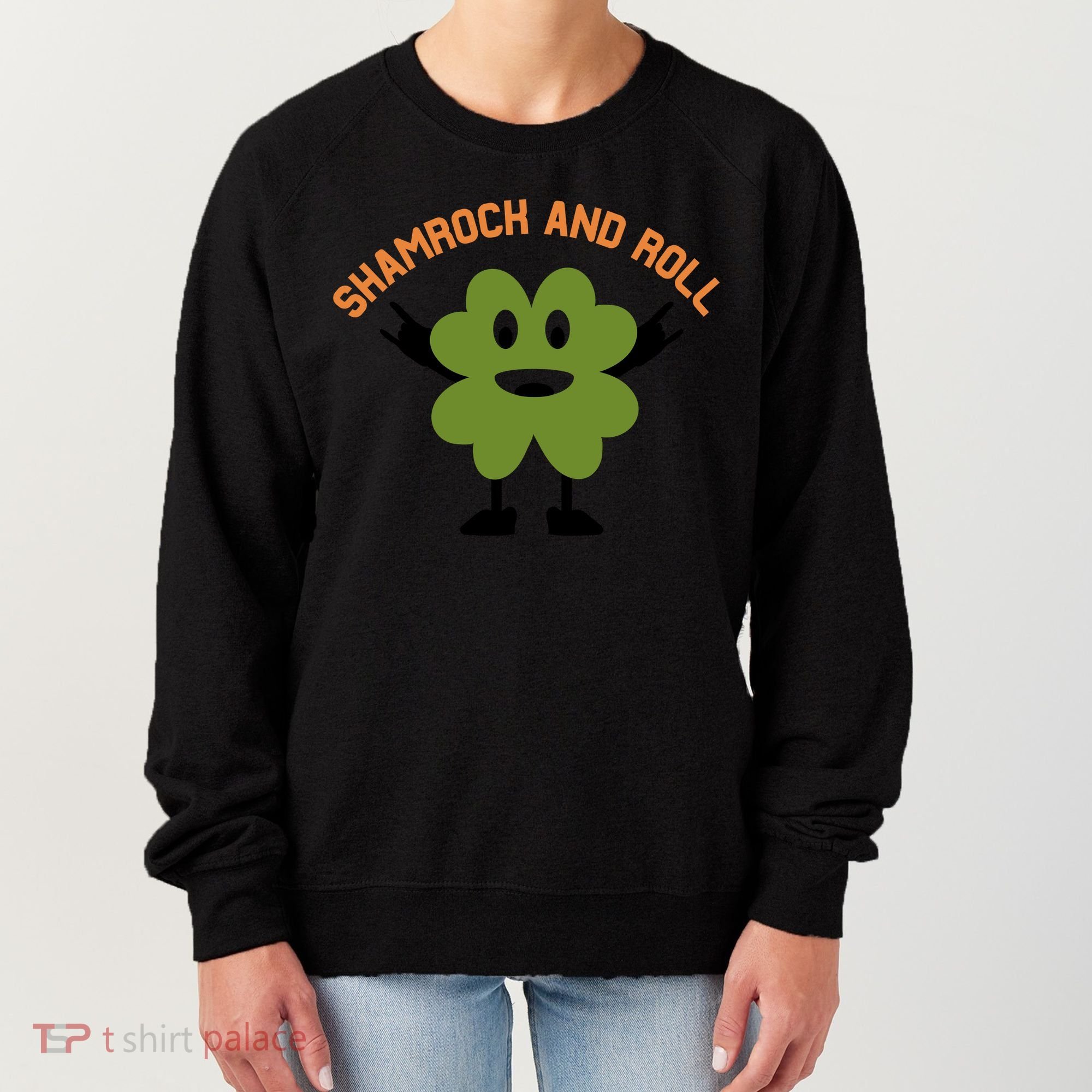 Funny Shamrock And Roll Irish Leaf St Patricks Day Women's Sweatshirt