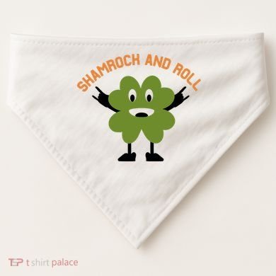 Funny Shamrock And Roll Irish Leaf St Patricks Day USA-Made Doggie Bandana