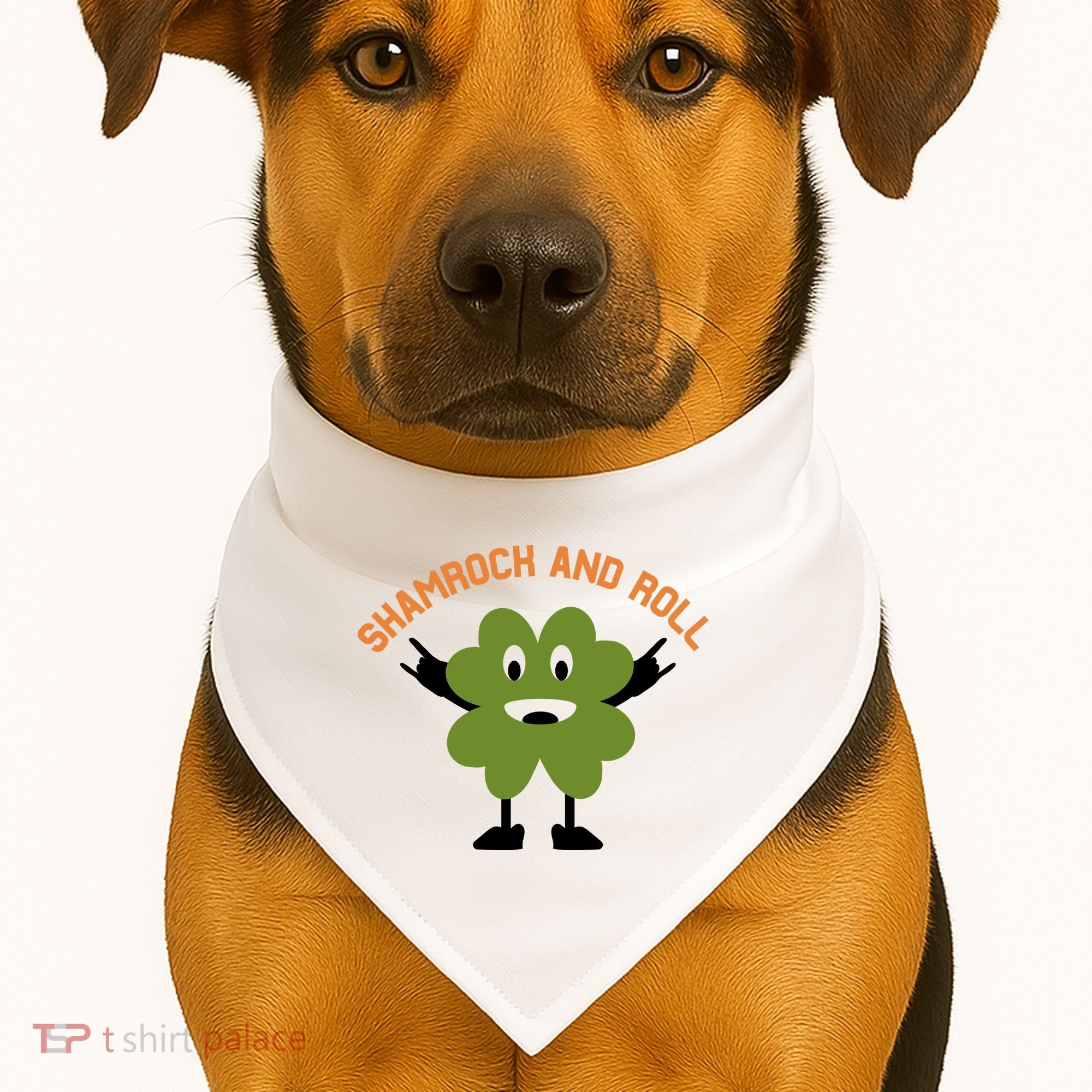Funny Shamrock And Roll Irish Leaf St Patricks Day USA-Made Doggie Bandana