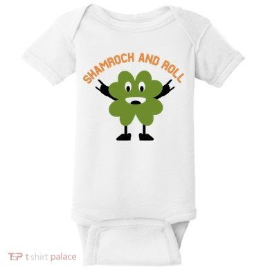 Funny Shamrock And Roll Irish Leaf St Patricks Day Baby Bodysuit