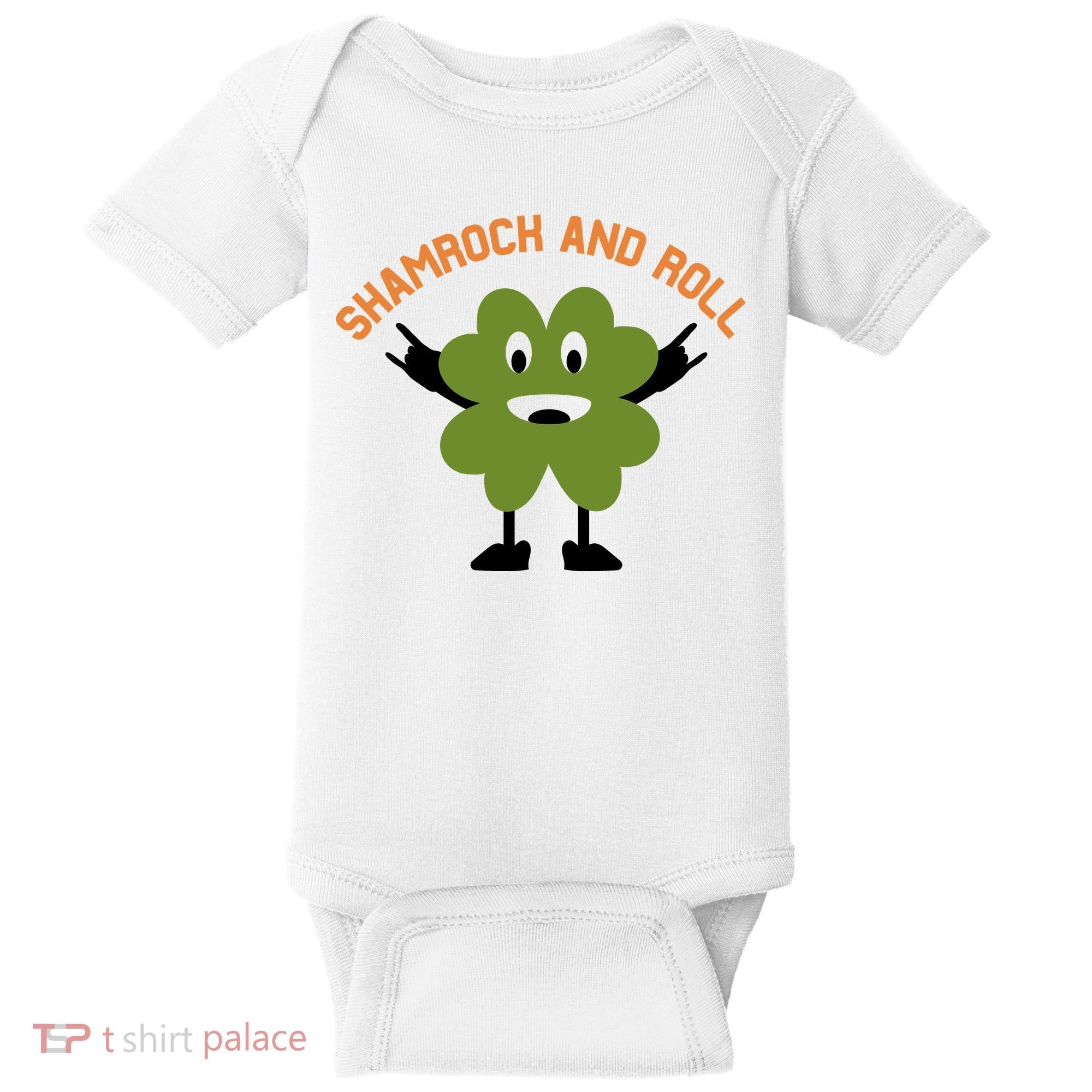 Funny Shamrock And Roll Irish Leaf St Patricks Day Baby Bodysuit