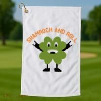 Funny Shamrock And Roll Irish Leaf St Patricks Day Golf Towel thumb 1