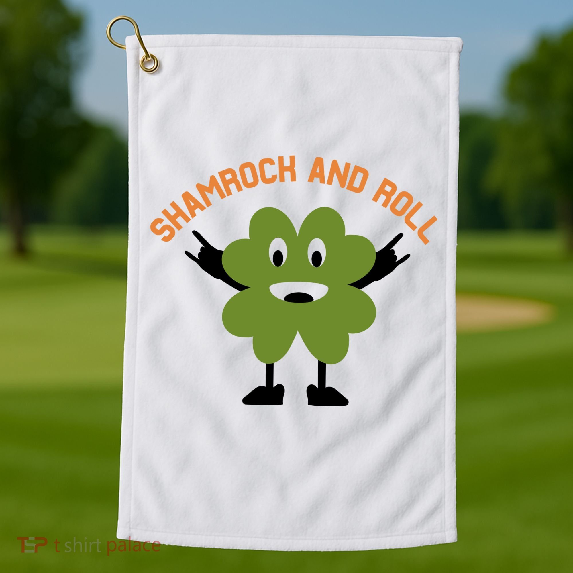 Funny Shamrock And Roll Irish Leaf St Patricks Day Golf Towel