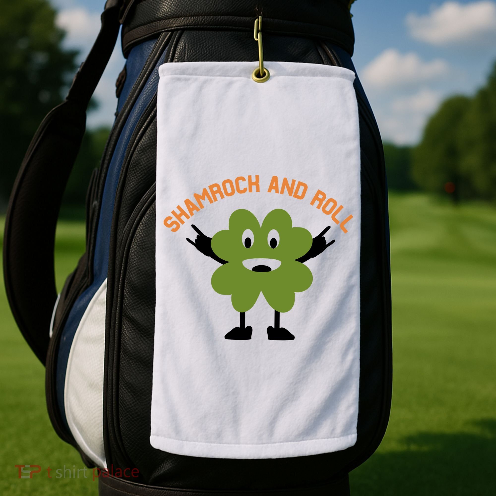 Funny Shamrock And Roll Irish Leaf St Patricks Day Golf Towel