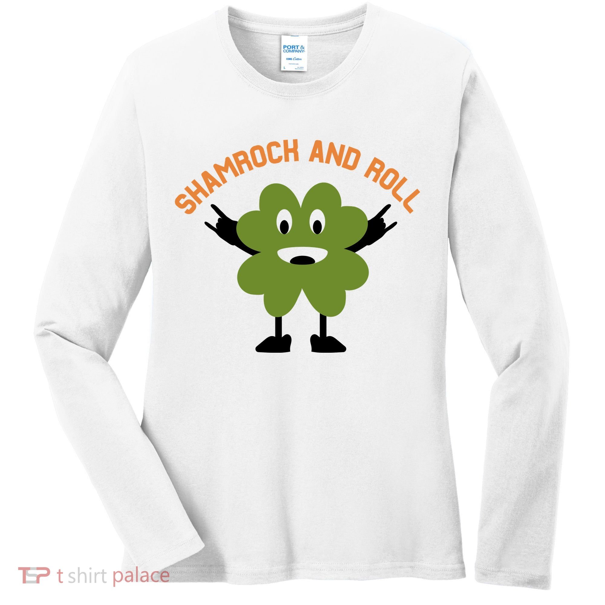 Funny Shamrock And Roll Irish Leaf St Patricks Day Women's Long Sleeve Shirt