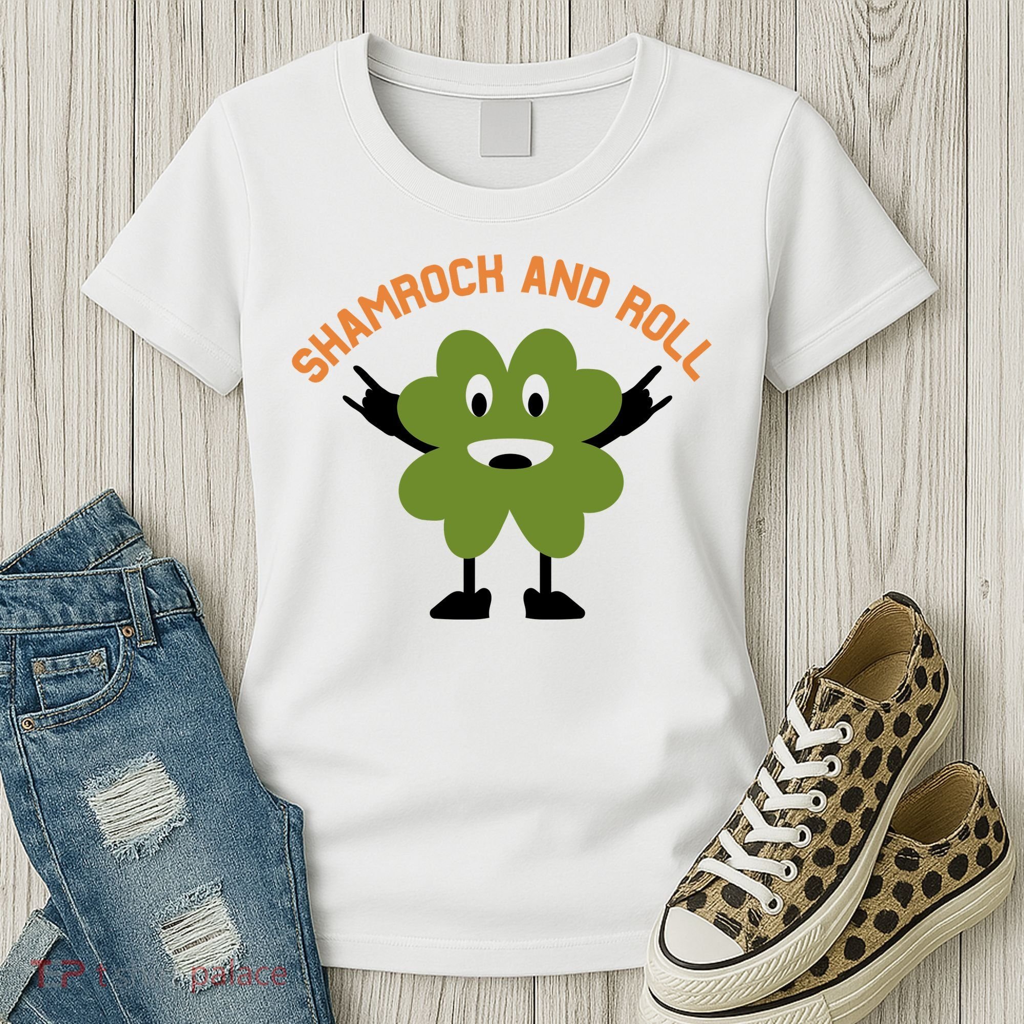 Funny Shamrock And Roll Irish Leaf St Patricks Day Women's T-Shirt
