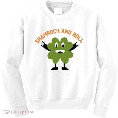 Funny Shamrock And Roll Irish Leaf St Patricks Day Kids Sweatshirt