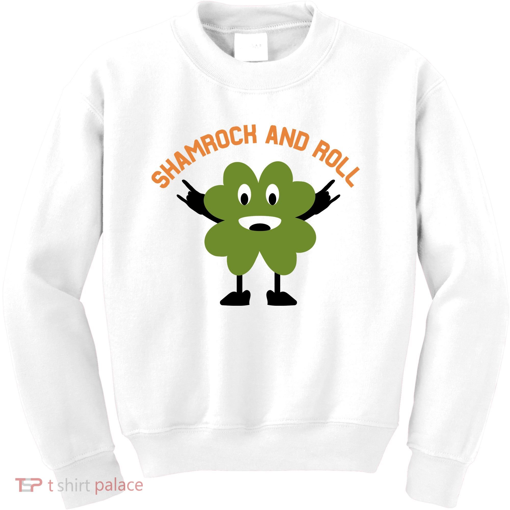 Funny Shamrock And Roll Irish Leaf St Patricks Day Kids Sweatshirt