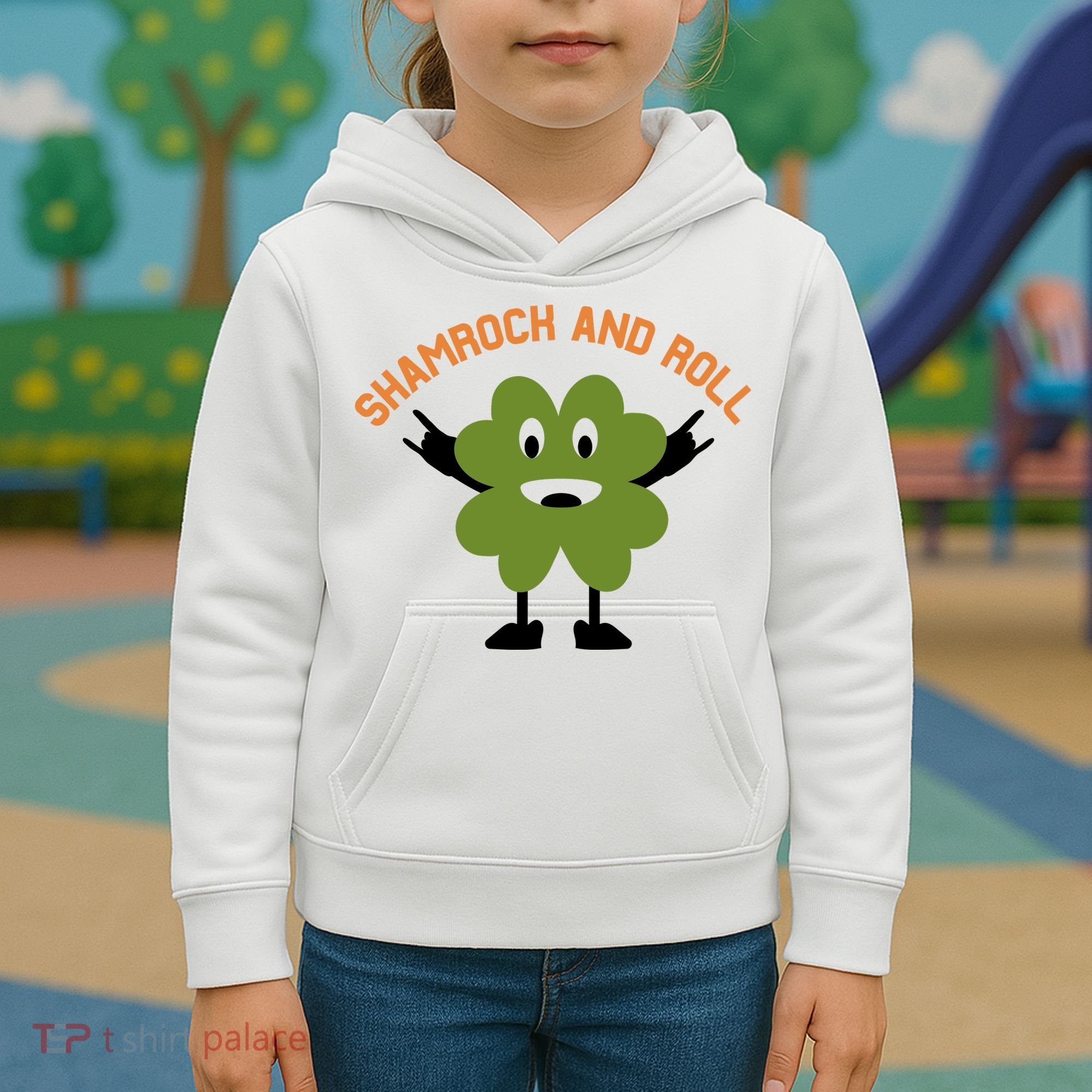 Funny Shamrock And Roll Irish Leaf St Patricks Day Kids Hoodie