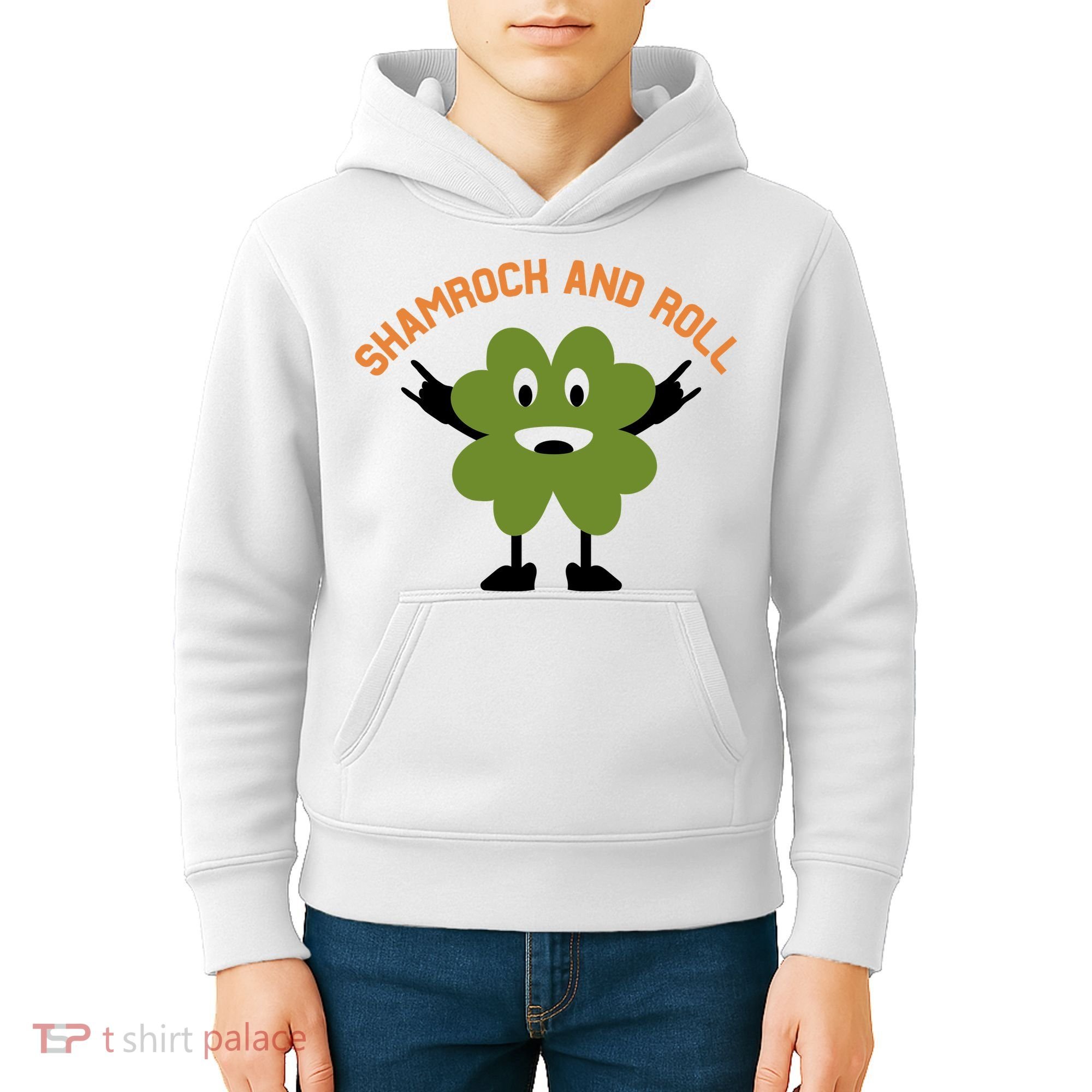 Funny Shamrock And Roll Irish Leaf St Patricks Day Kids Hoodie