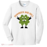 Funny Shamrock And Roll Irish Leaf St Patricks Day Kids Long Sleeve Shirt thumb 0