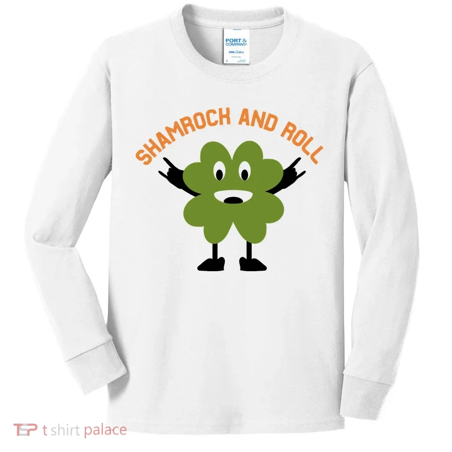 Funny Shamrock And Roll Irish Leaf St Patricks Day Kids Long Sleeve Shirt