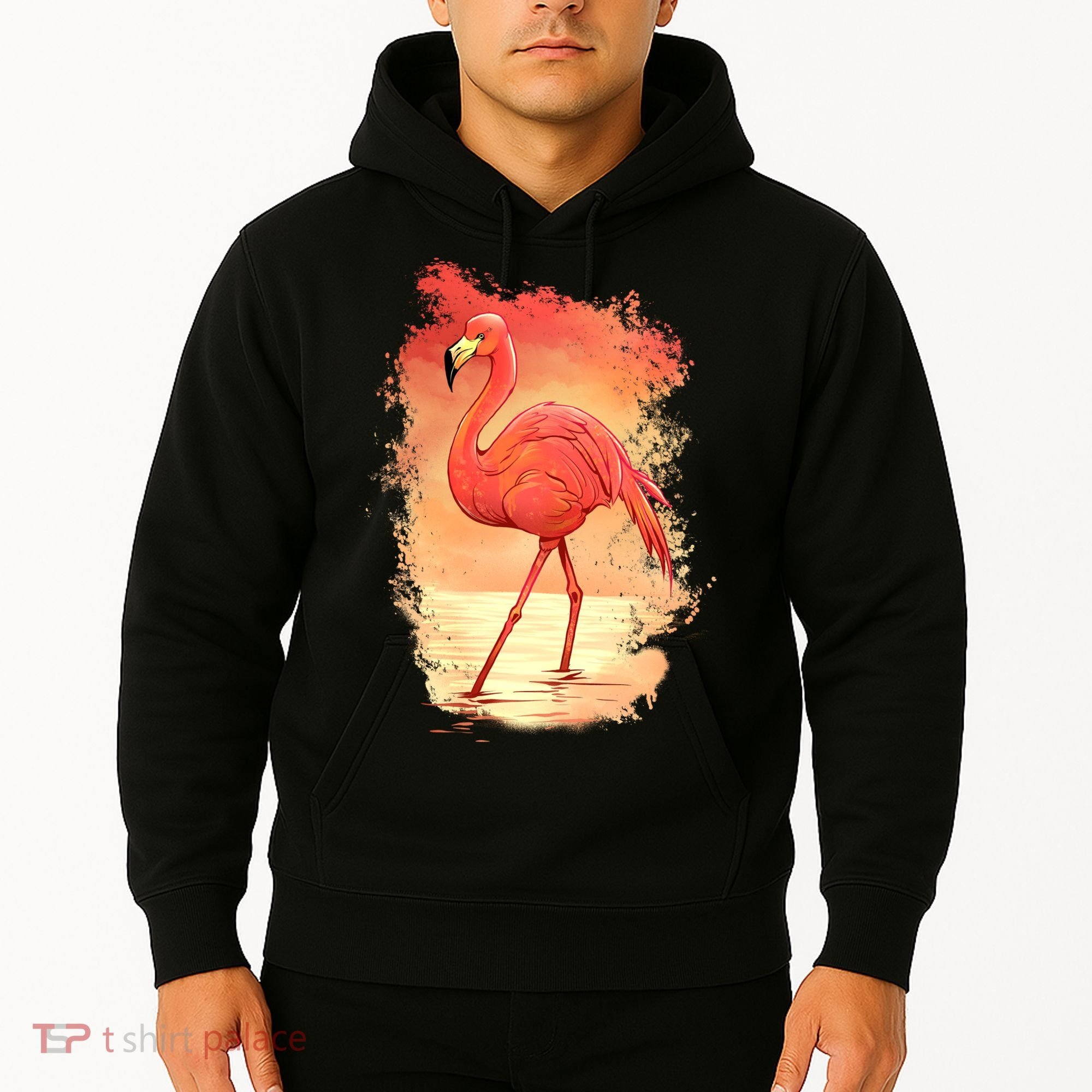 Flamingo Sunset Art Hoodie