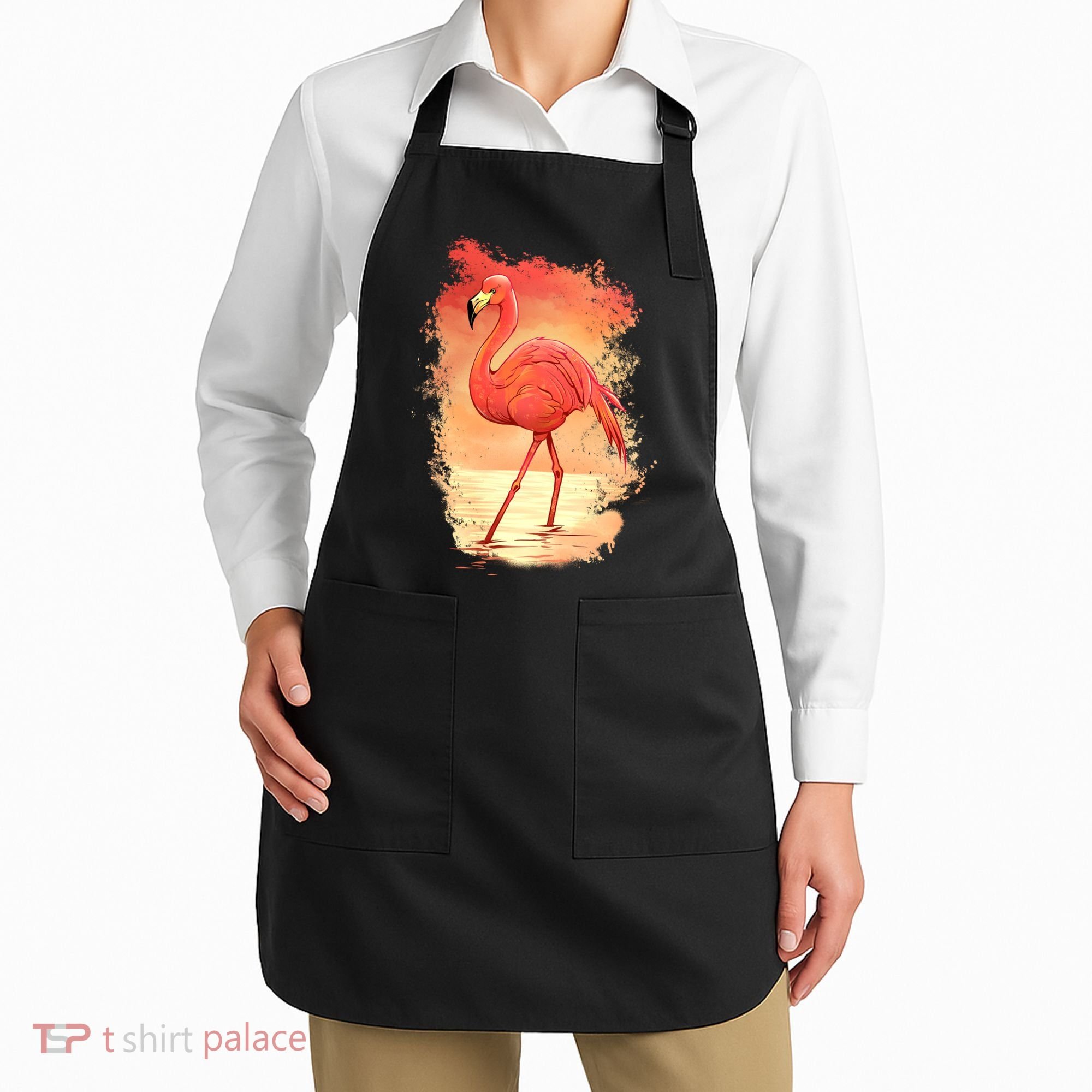 Flamingo Sunset Art Apron