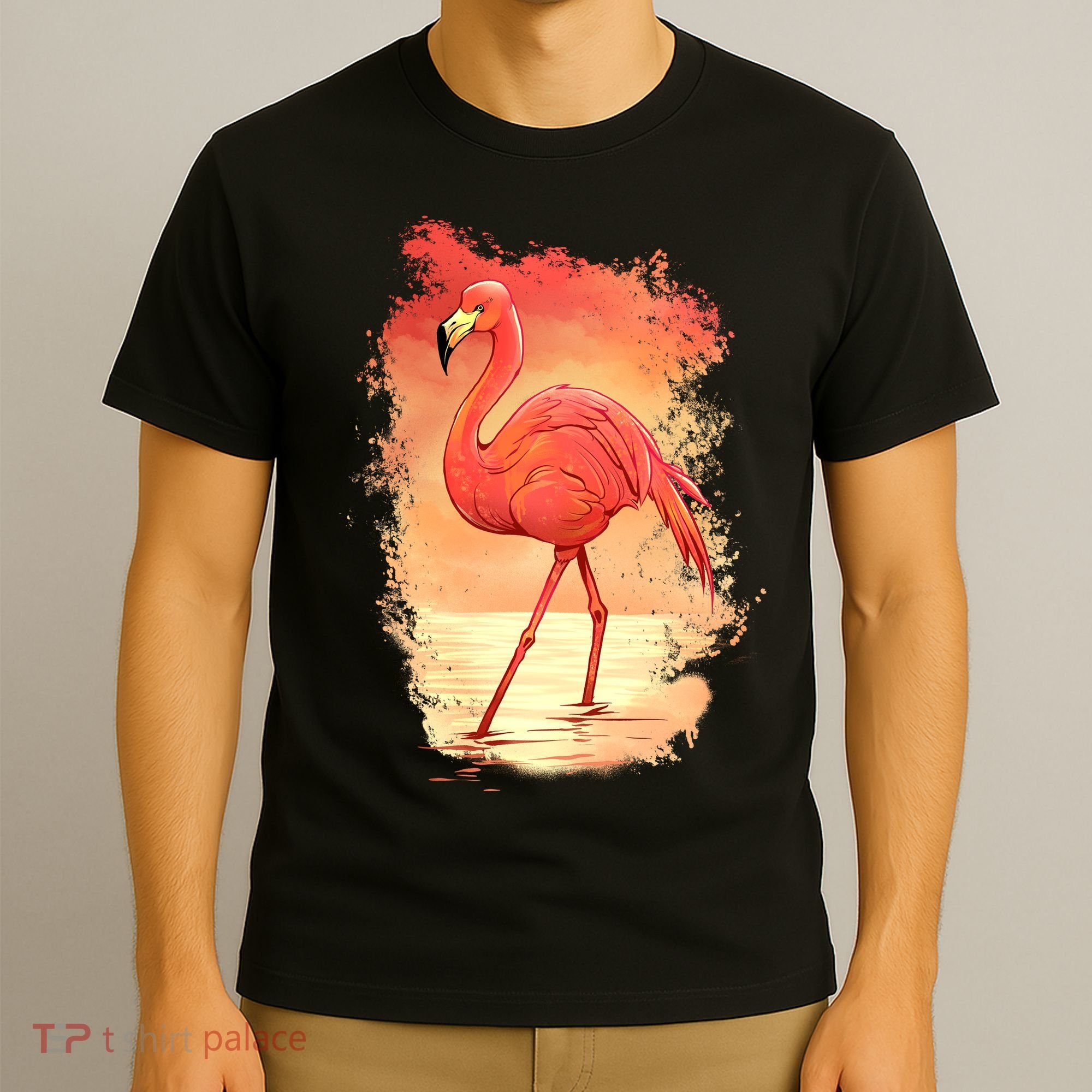 Flamingo Sunset Art T-Shirt