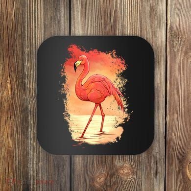 Flamingo Sunset Art Coaster