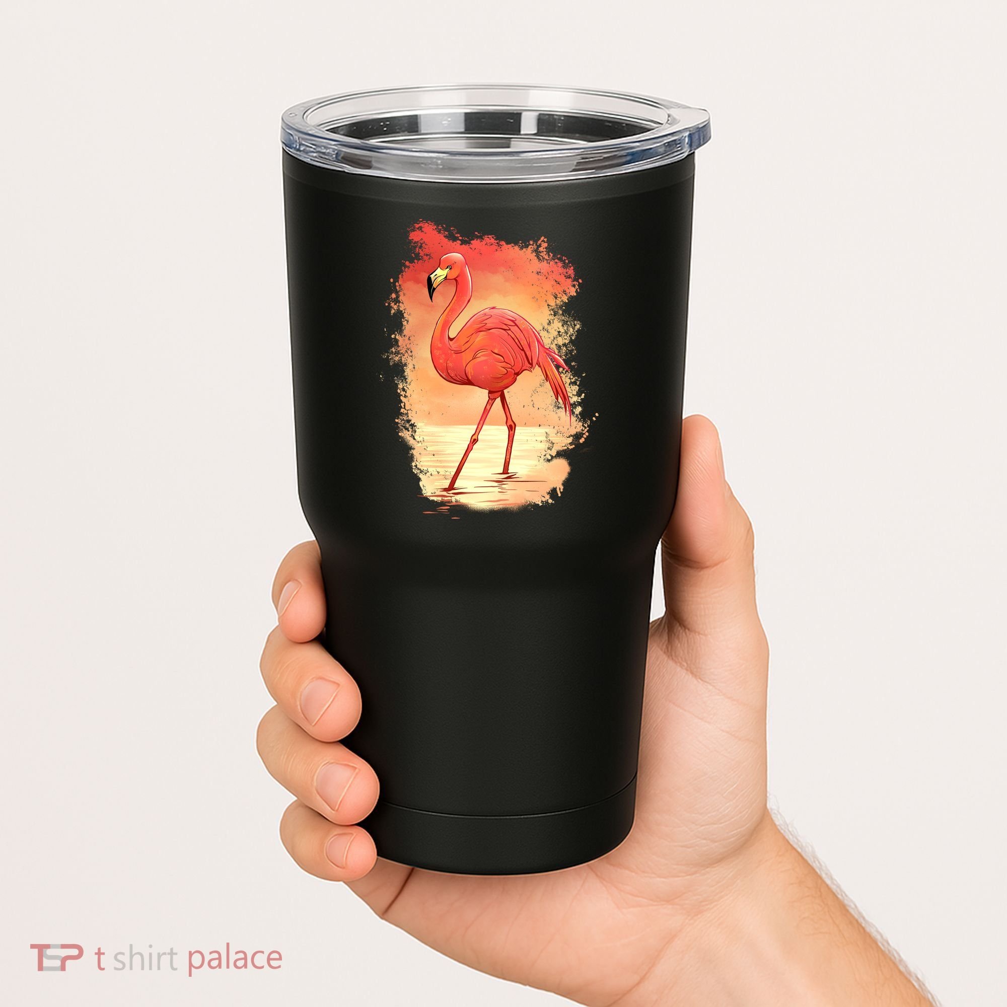Flamingo Sunset Art Tumbler