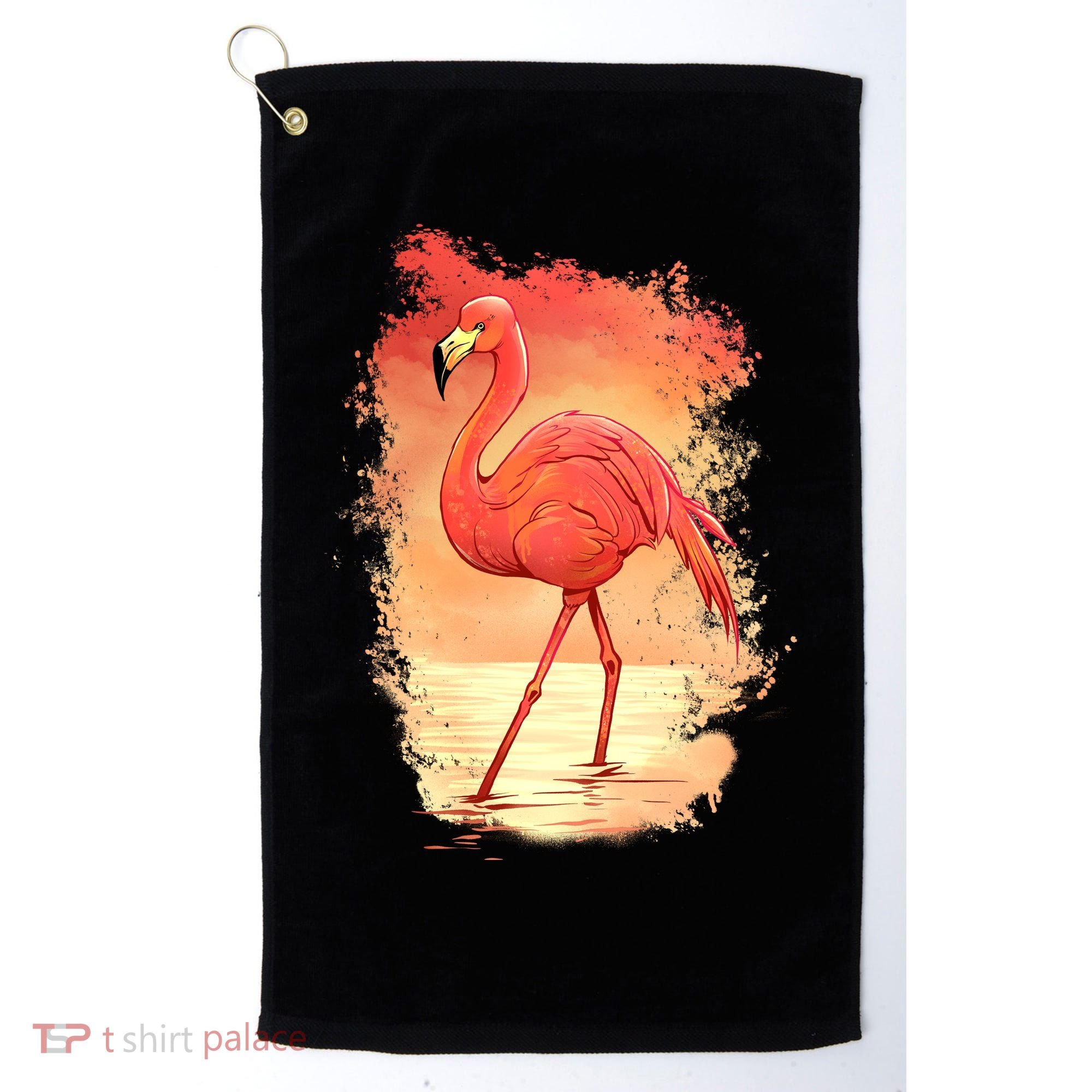 Flamingo Sunset Art Golf Towel