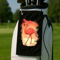 Flamingo Sunset Art Golf Towel thumb 2