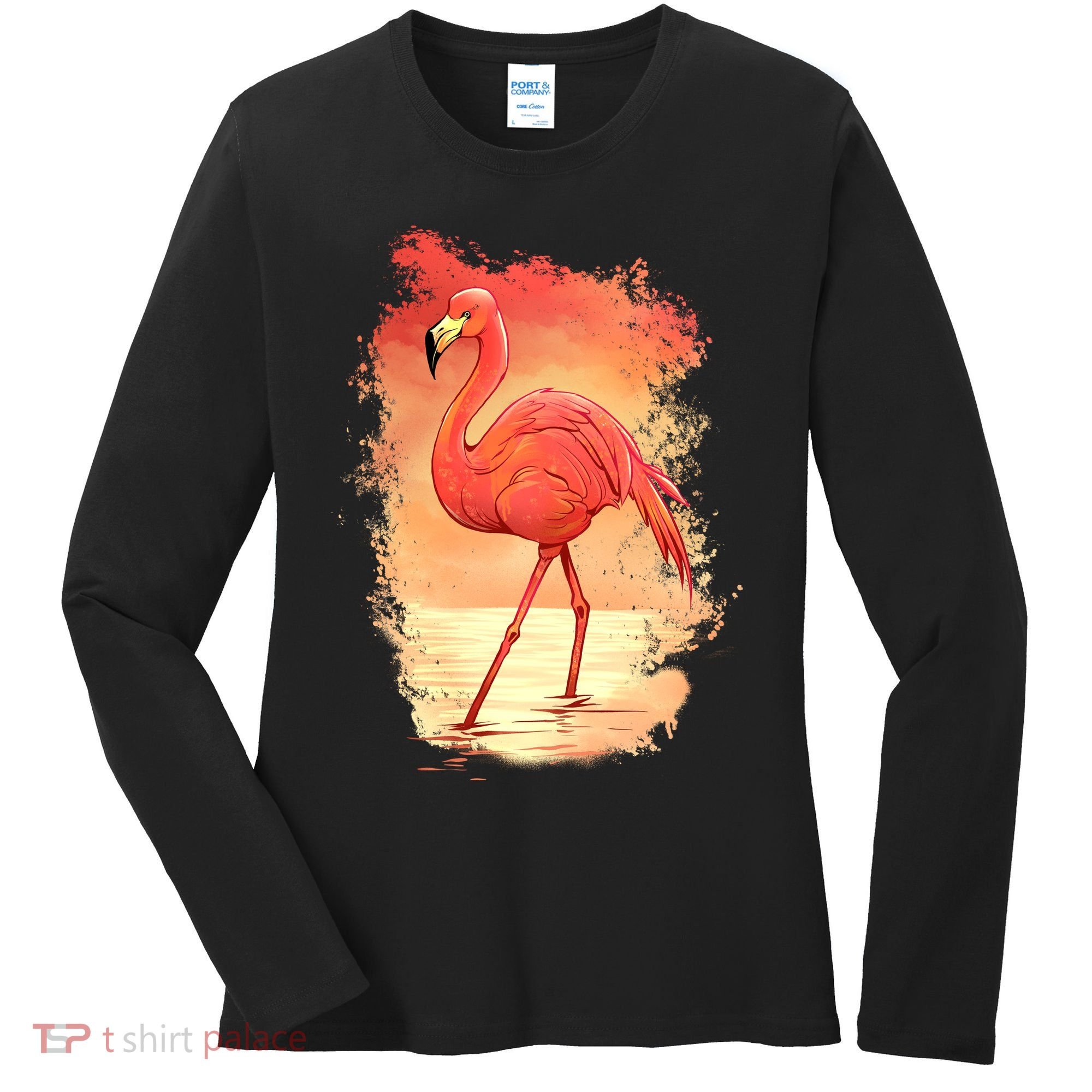 Flamingo Sunset Art Women's Long Sleeve Shirt