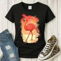 Flamingo Sunset Art Women's T-Shirt thumb 3