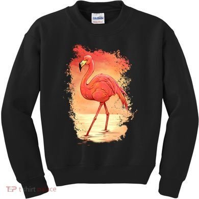Flamingo Sunset Art Kids Sweatshirt