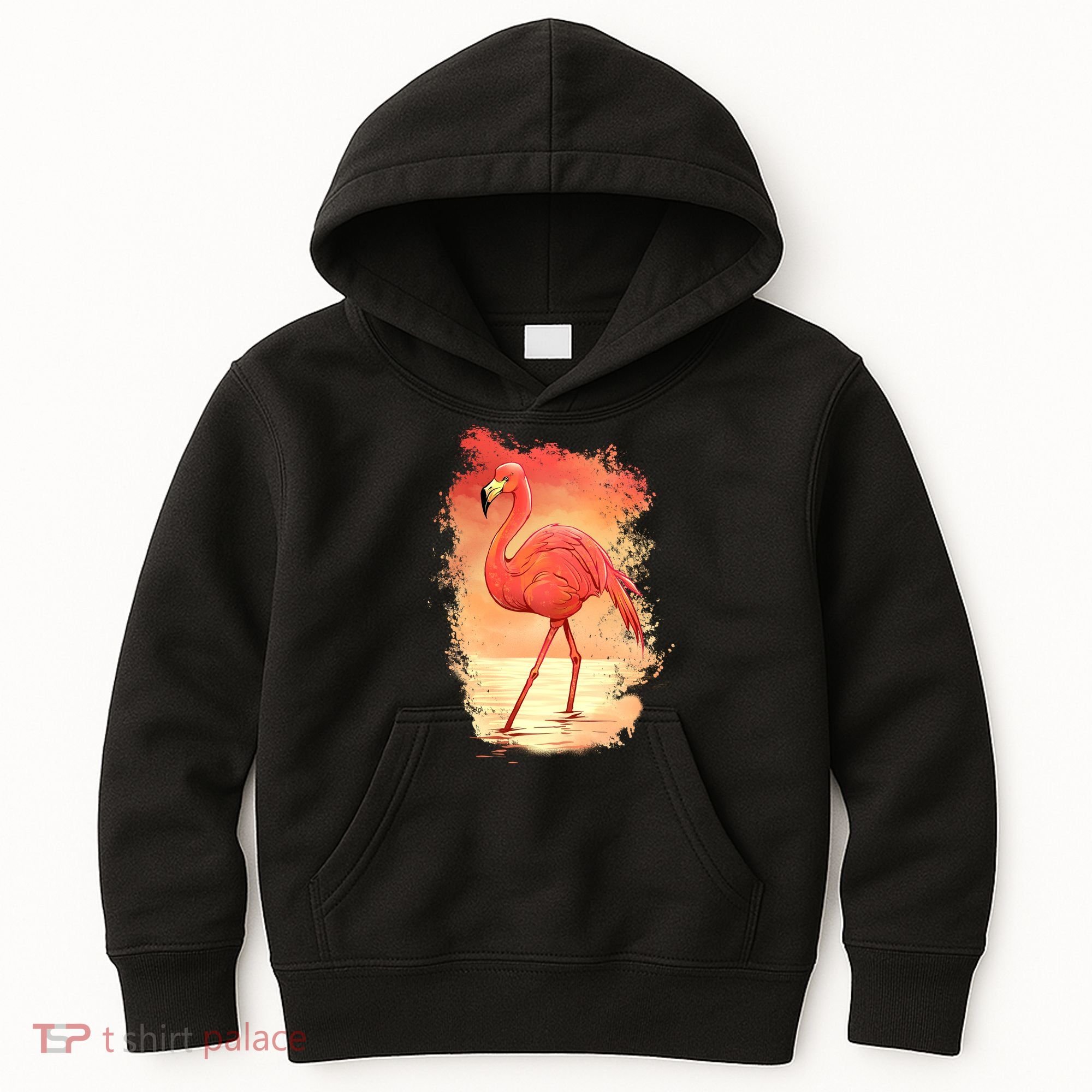 Flamingo Sunset Art Kids Hoodie