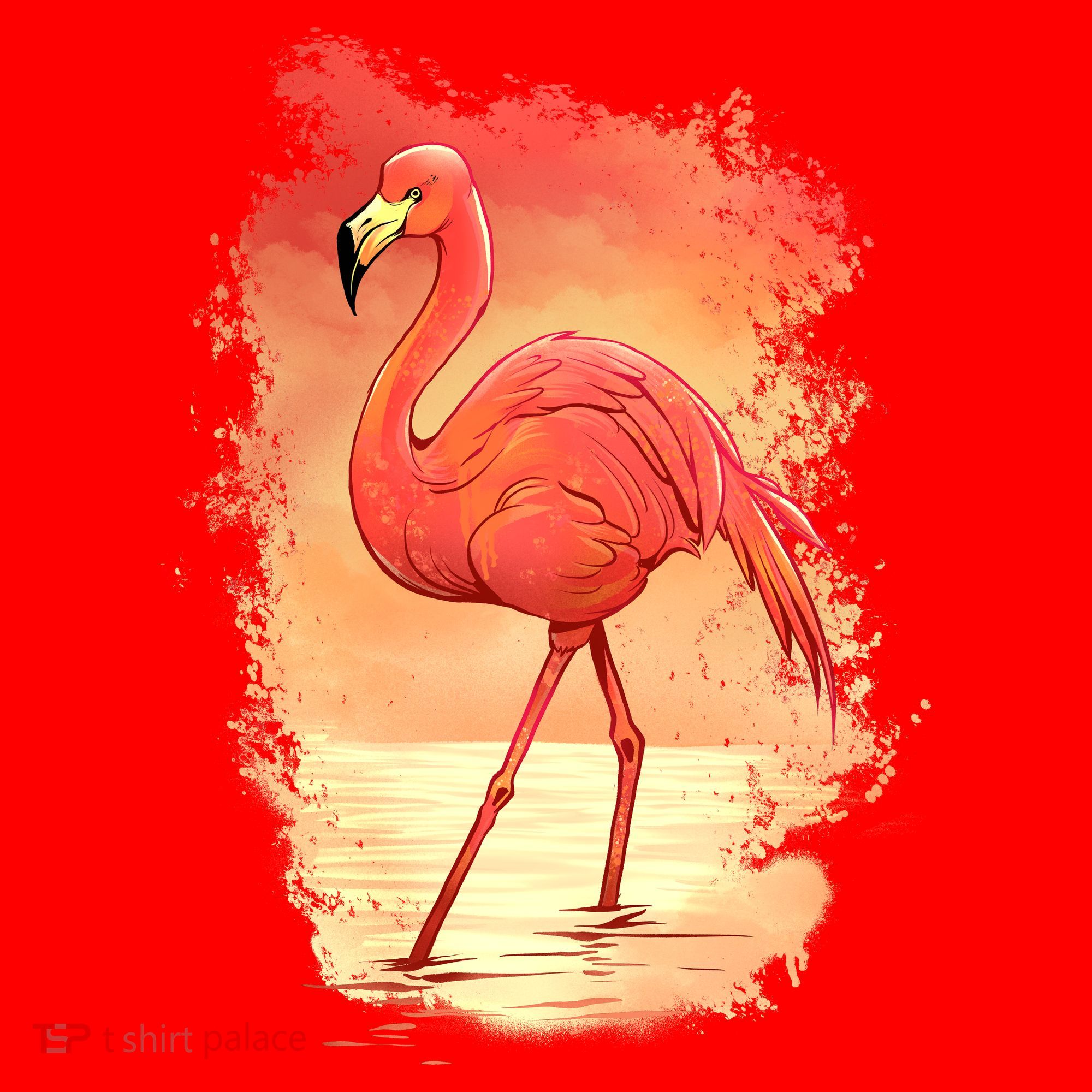 Flamingo Sunset Art Santa Hat