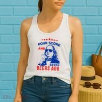 Four Score And Seven Beers Ago 4th Of July USA Merica Women's Tank Top thumb 2