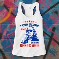 Four Score And Seven Beers Ago 4th Of July USA Merica Women's Tank Top thumb 3