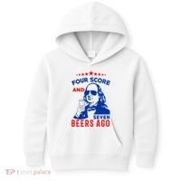 Four Score And Seven Beers Ago 4th Of July USA Merica Kids Hoodie thumb 0