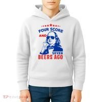 Four Score And Seven Beers Ago 4th Of July USA Merica Kids Hoodie thumb 4
