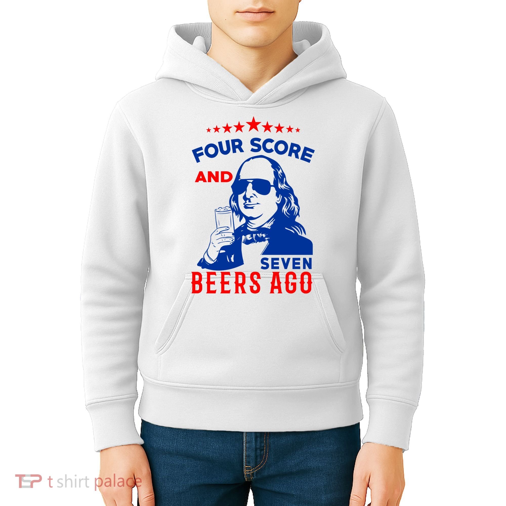 Four Score And Seven Beers Ago 4th Of July USA Merica Kids Hoodie