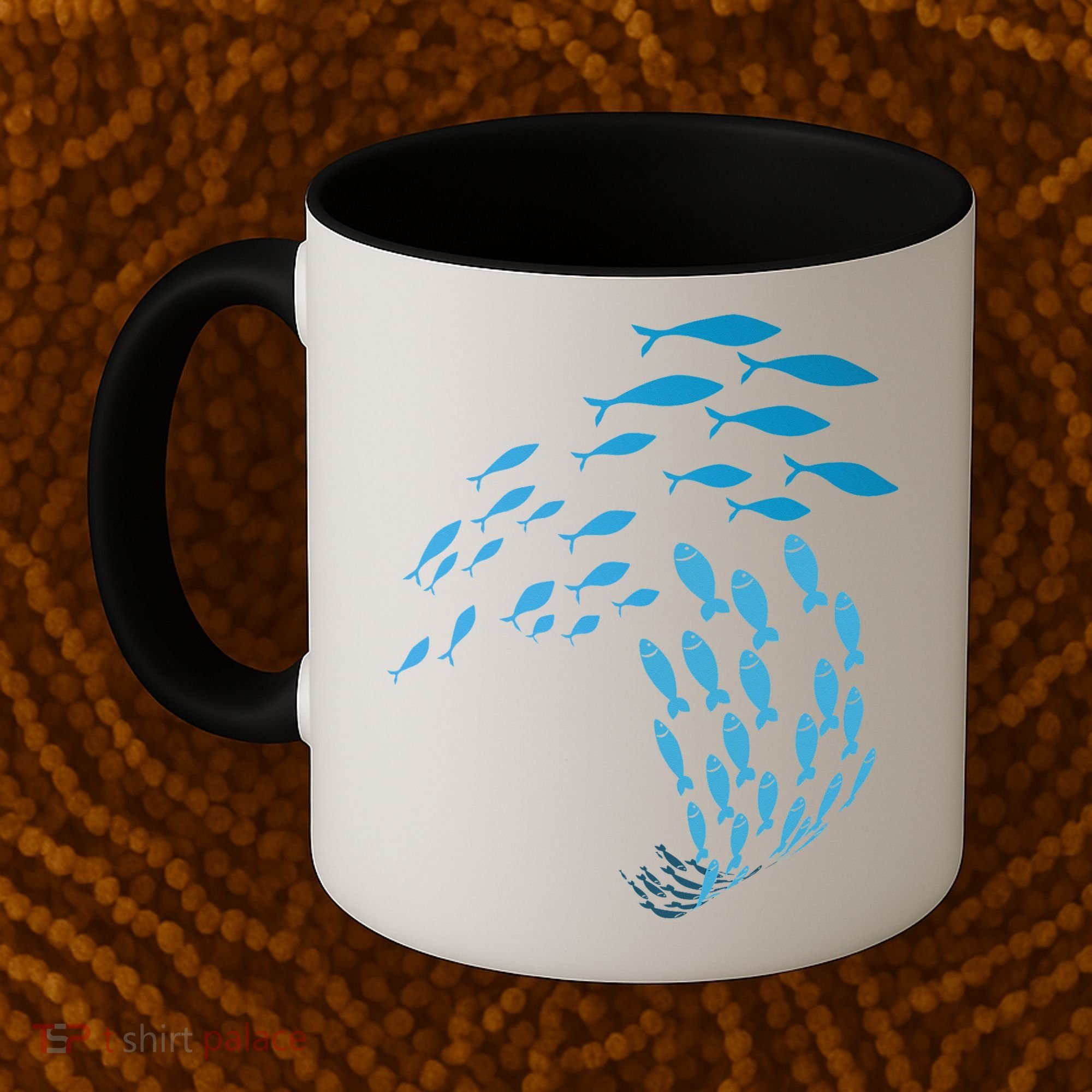 Fish Swim Against The Current In The Sea Coffee Mug