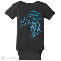 Fish Swim Against The Current In The Sea Baby Bodysuit thumb 0