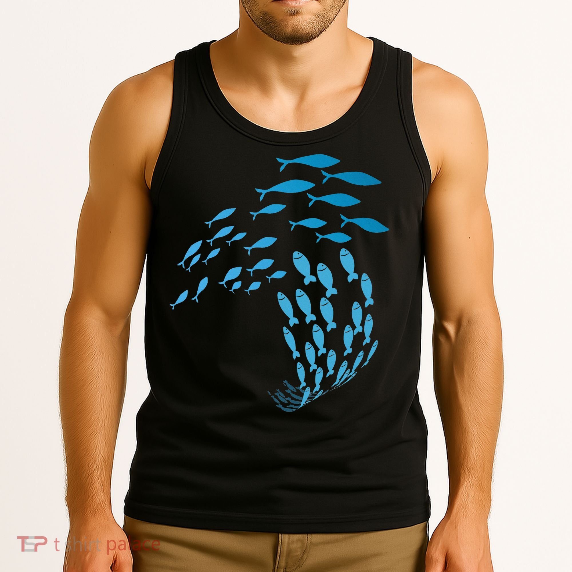 Fish Swim Against The Current In The Sea Tank Top