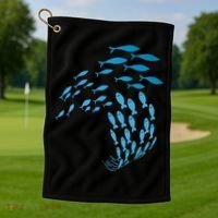 Fish Swim Against The Current In The Sea Golf Towel thumb 1