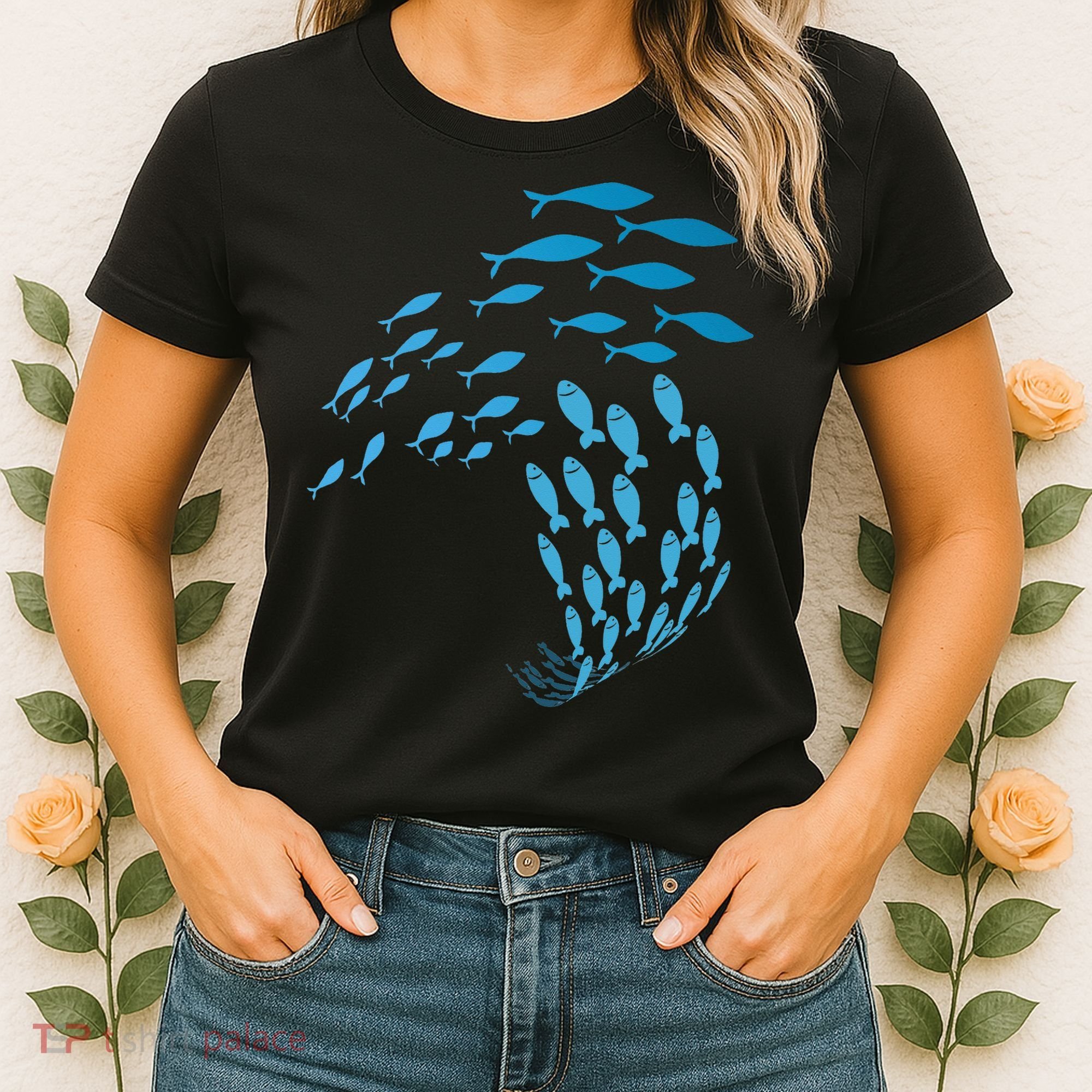 Fish Swim Against The Current In The Sea Women's T-Shirt
