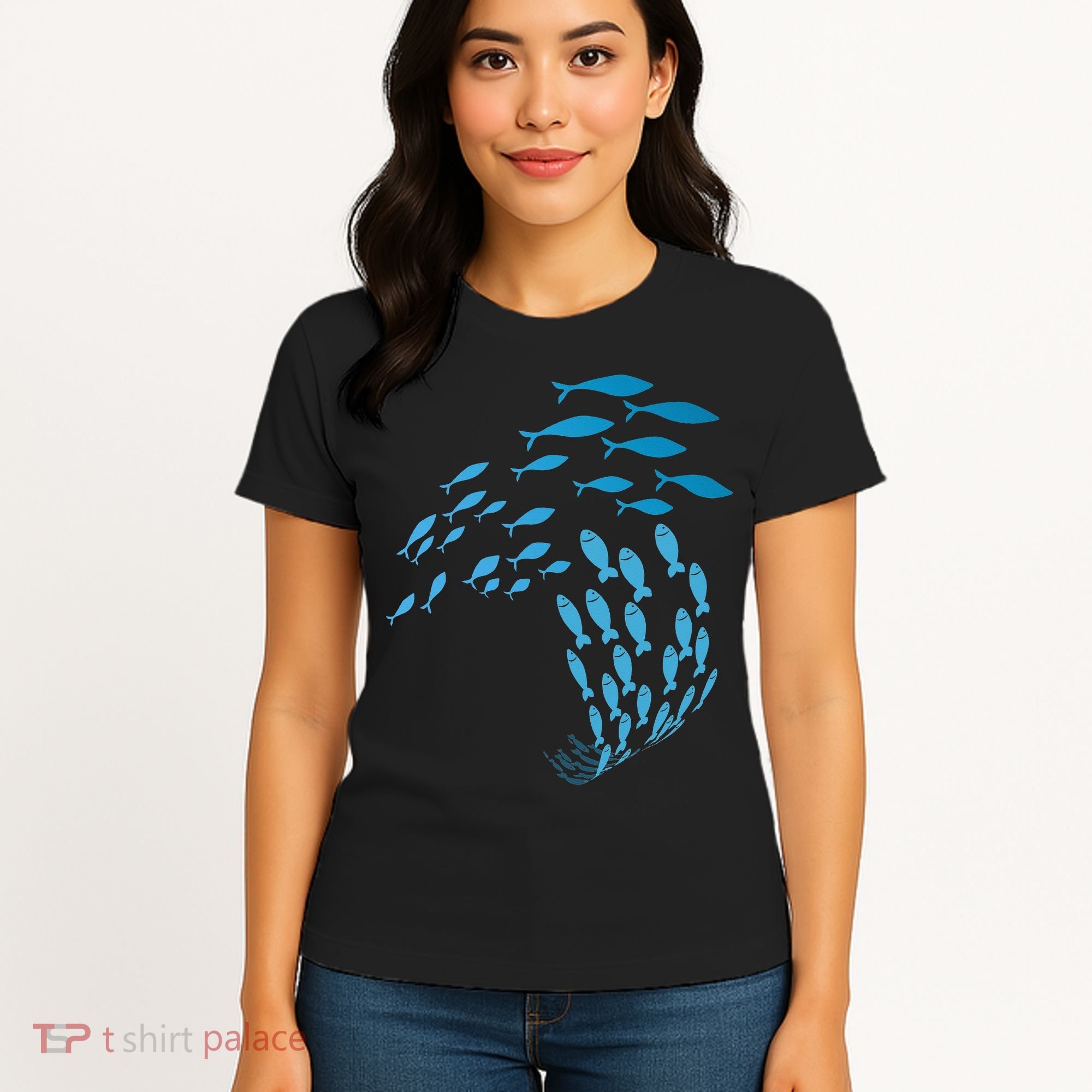 Fish Swim Against The Current In The Sea Women's T-Shirt
