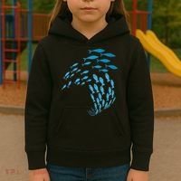 Fish Swim Against The Current In The Sea Kids Hoodie thumb 3