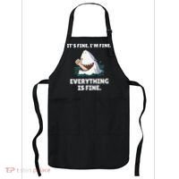 Funny Shark Attack It’s Fine I’m Fine Everything Is Fine Apron thumb 0