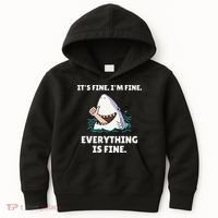 Funny Shark Attack It’s Fine I’m Fine Everything Is Fine Kids Hoodie thumb 0