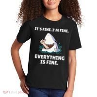 Funny Shark Attack It’s Fine I’m Fine Everything Is Fine Kids T-Shirt thumb 2
