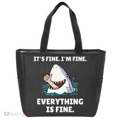 Funny Shark Attack It’s Fine I’m Fine Everything Is Fine Tote Bag