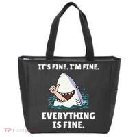 Funny Shark Attack It’s Fine I’m Fine Everything Is Fine Tote Bag thumb 0